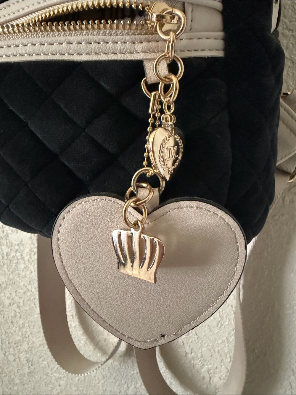 Juicy Couture Black Suede Quilted Mini Backpack with Heart Charm - Picture 5 of 7